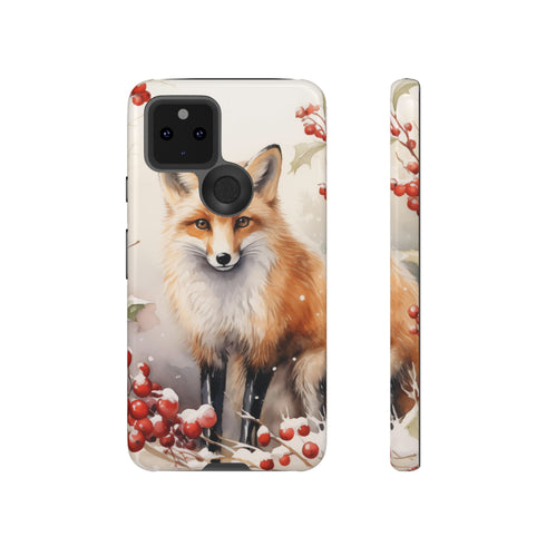 Christmas Fox in a Wreath of Red Berries - Impact Resistant Phone Case Google Pixel 5 5G Glossy